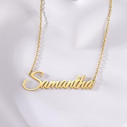 TinyName Custom Name Necklace Personalized 18K Gold Plated Nameplate Customized Jewelry Gift for Women - color: Gold