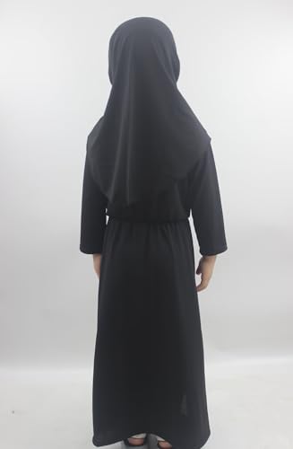 Girls Kids 2 Pcs Muslim Abaya Prayer Dress with Hijab Islamic Headscarf for Girl Robe Ramadan Eid Clothes
