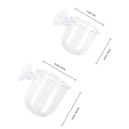 Luxshiny 4pcs Acrylic Aquarium Fish Tank Feeding Cups with Filter Hollow Design, Water Grass Container Set (Small Large), Feeding Bait Holder for Aquatic Pets