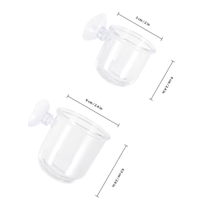 Luxshiny 4pcs Acrylic Aquarium Fish Tank Feeding Cups with Filter Hollow Design, Water Grass Container Set (Small Large), Feeding Bait Holder for Aquatic Pets