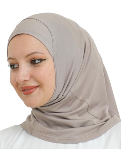 Prien Sport Instant Hijab For Women, Muslim Cotton Turban, Soft Head Scarf, Ready To Wear Hijabs Prayer Clothes, Islamic Wear - color: Light Mink