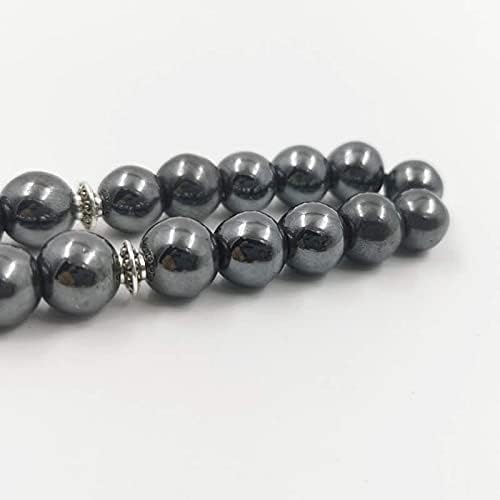 albasha Tasbih Natural Hematite Misbaha muslim prayer beads islamic stone Rosary bracelet gifts for EID Adha Arab jewelry - color: 45 beads, size: 10mm