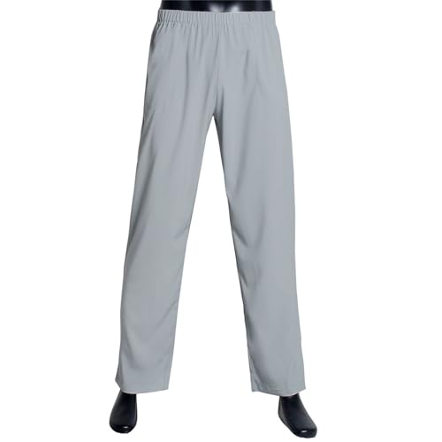 Men's Muslim Arab Middle East Pant Cotton Loosestyle Afghan Pants Men Muslim Arab Middle Pants with Waist Elastic - color: Grey, size: X-Large
