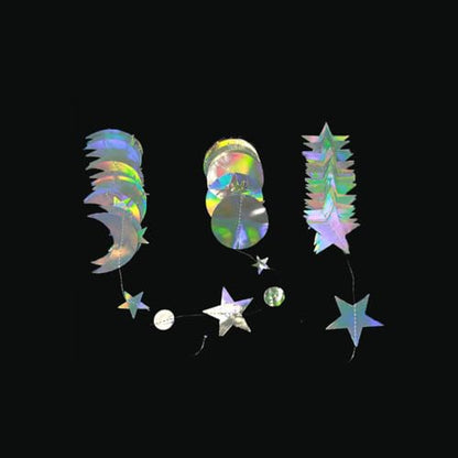 Star Moon Circle Dot Garland Party Decoration Kit, Holographic Party Decorations Hanging Stars Streamer Backdrop Crescent Garlands Happy Birthday Banner Backdrop for Birthday Wedding
