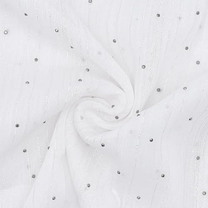 JUMISEE Sparkly Rhinestone Hijab Scarf for Women Glitter Wrinkle Chiffon Muslim Instant Hijab Long Scarves Head Wrap Shawls - color: White