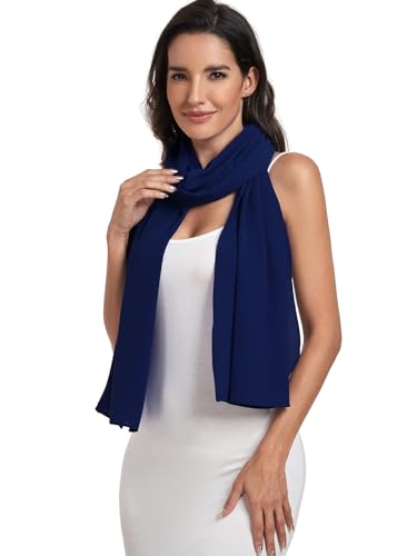 Chiffon Shawl and Wraps for Women Warm Scarves Wedding Evening Bridal Scarfs Pashmina Shawls - color: Navy