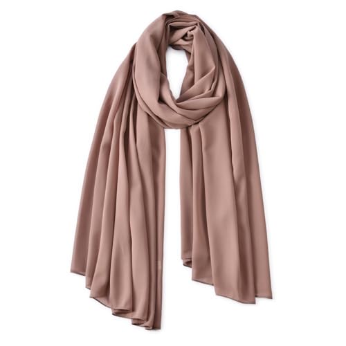 Yeieeo Chiffon Head Wraps for Women - Solid Color Fashion Bubble Chiffon Scarf Hijab - color: Antique Pink