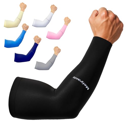 Cooling Arm Sleeves for Men & Women, UPF 50+ UV Protection - color: Black-wrist