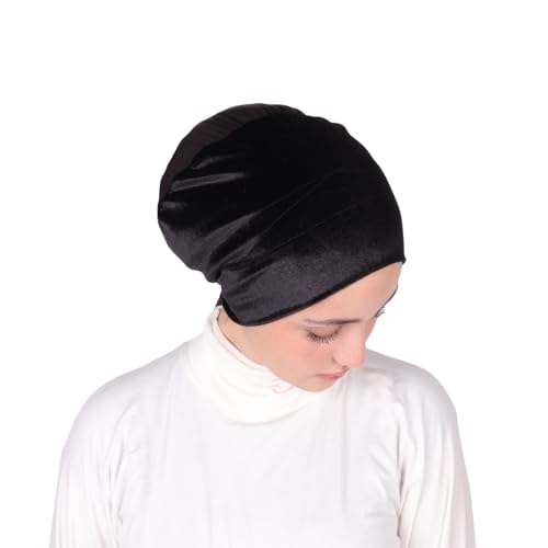 Mu Lan Song Handmade Velvet Cotton Shaper | Grip Hair Grip Scarf | Anti-Slip Non-Slip | Hijab Scarf Shawl Bun Volumizer - color: Black