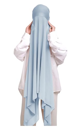 Lina & Lily Muslim Chiffon Instant Hijab Head Scarf with Matching Tie Back Jersey Undercap - color: Baby Blue