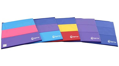 Tumbl Trak Gymnastics Folding Tumbling Panel Mat - color: Primary Rainbow, size: 4'x6'x1.38"