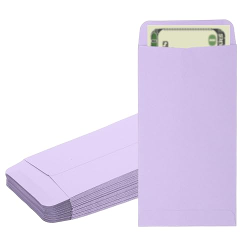 PATIKIL Money Envelope, 50 Pack 6.5" x 3.5" Cash Envelopes Money Holder Bags Budgeting Saving Challenge Letter for Gift Coins Checks Tickets Jewelry Passport Card, Purple - color: Purple, size: 6.5" x 3.5"