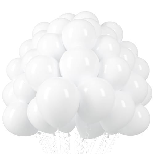 Voircoloria 110pcs White Balloons 12inch Matte White Latex Party Balloons for Wedding, Birthday, Graduation, Bridal Shower, Baby Shower, Bachelorette and Engagement Decorations - color: 03 White, size: 12 inch - 110pcs