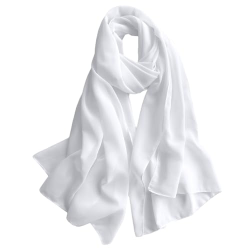 Harewom Chiffon Hijab for Women Sheer Shawl and Wraps for Wedding Bridal Scarves Summer Lightweight Sun-proof Scarf - color: White Chiffon Hijab Shawls Scarves