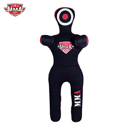 Kids Grappling Standing Dummy - Unfilled – Wrestling, Jiu-Jitsu, MMA Training Dummy with Moveable Arms and Legs – Durable Polyester Fabric - color: Black-Stand, size: 3 ft-36 Inch