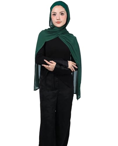 Modal Cotton Hijab Scarf for Women with Undercap Set - color: Deep Green
