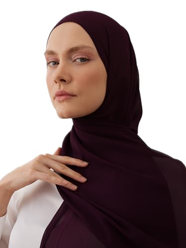 Modest Small Luxury Chiffon Hijab | Premium Lightweight, Flowy and Textured Chiffon Wrap Head Scarf for Women - color: Winter Bloom