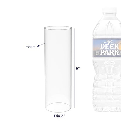 FixtureDisplays® Clear Acrylic Tube 2" (Nominal) Diameter (1.9685" Exact Outside dim) x 6" Long, 5/64" (2mm) Wall Open Ended 15137-6"-4PK-NPF - size: 2" Dia X 6" 4PK