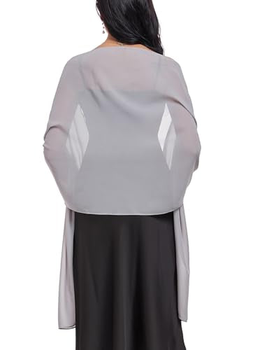Shawls and Wraps Soft Chiffon Scarve Scarf For Evening Party Dresses Wedding Stole - color: Silver Gray