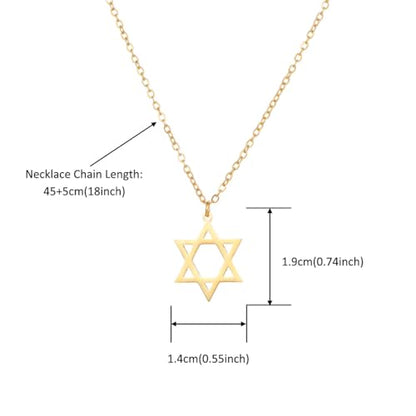 Stainless Steel Jewish Jewelry - Star of David/Hamsa Hand/Menorah/Israel Map Pendant – Israel Necklace for Women & Men - Religious Gifts for Hanukkah, Bar Mitzvah include a Gift Box - color: Gold-Star Of David Necklace