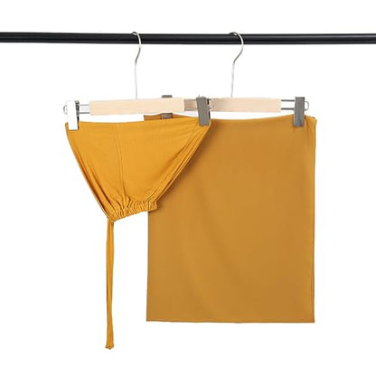 Matched Hijab and Undercap Set, Chiffon Muslim Head Scarf for Women, A Perfectly Decent Combination - color: Mustard