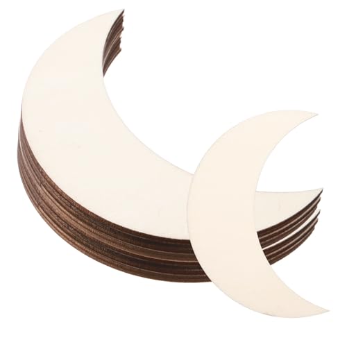 PATIKIL 3.9"x1.2" Wooden Moon, 10 Pack Unfinished Wood Moon Blank Wooden Cutouts Ornaments Natural Wood Pieces for Christmas Party Craft Projects - size: 3.9"x1.2"