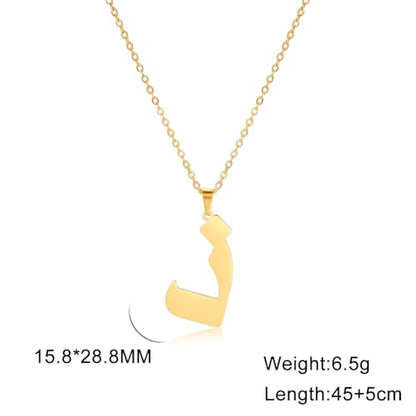 Stainless Steel Arabic Letter 'Alif' Pendant Necklace, Unisex Initial Jewelry - color: Style 09, size: Gold Color