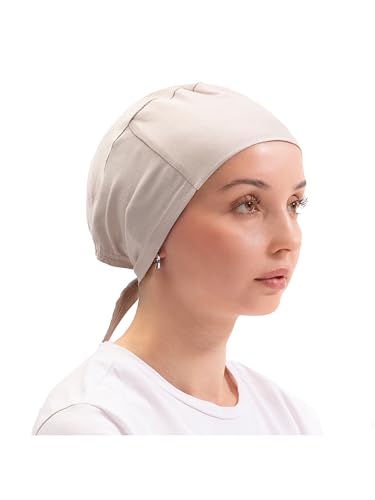 FabNest Women Hijab Undercap Islamic Muslim Under Scarf Hats Bonnet with Tie Back Non-Slip Breathable and Snug-Fit - color: Sand Beige (1 Pcs)
