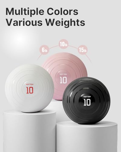 YOTTOY Medicine Ball for Exercise-slam Ball for 6&10&15 lb,Non Slip Grip,Durable Construction,Sand Filling Training,Workout,Gym for Man&Woman