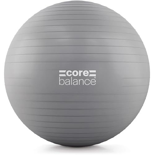 Core Balance Exercise Ball, Stability Ball for Yoga, Pilates and Fitness, Gym Ball for Home Gym and Office Chair, Training, Physical Therapy, Anti Burst, Pump Included, 55cm 65cm 75cm 85cm - color: Grey, size: L (23–26in | 58–65cm)