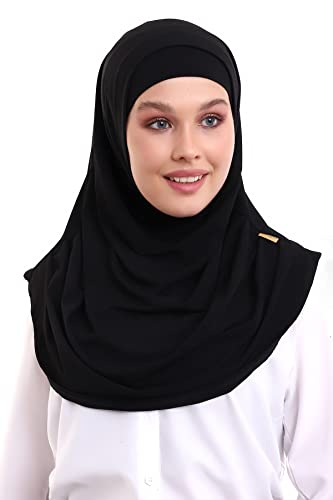 ihvan online, Hijab Scarves for Women, Ready to Wear, Lightweight and Comfortable Headscarf, Instant Turban, Jersey, Presewn - color: Black
