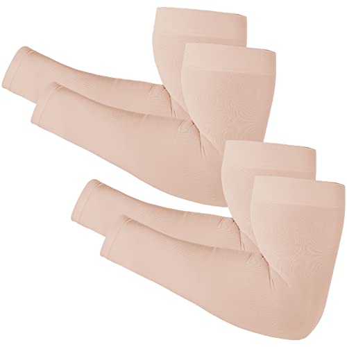 Newbyinn Arm Sleeves for Men Women, Size L - XL, UV Sun Protection Sleeve - color: 2 Pairs: Beige