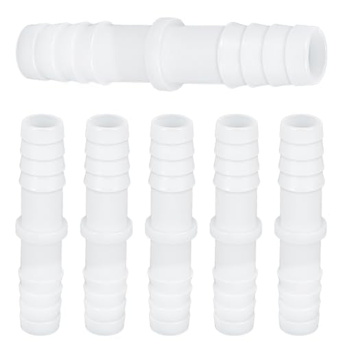 6 Pcs 1/2" x 1/2" Barbed Hose Fittings Plastic Hose Barb Fitting Barbed Splicer Mender Joint Adapter Union Fitting for Aquarium Household Fuel Gas Liquid Air Repair