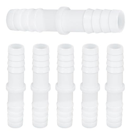 6 Pcs 1/2" x 1/2" Barbed Hose Fittings Plastic Hose Barb Fitting Barbed Splicer Mender Joint Adapter Union Fitting for Aquarium Household Fuel Gas Liquid Air Repair