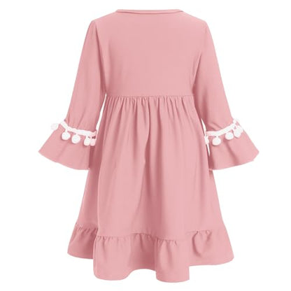 IWEMEK Infant Baby Girl Prayer Dress Kids Muslim Clothes for Toddler Girls Abaya with Hijab Ruffle Islamic Eid Ramadan Outfit - color: Pink, size: 6-12 Months