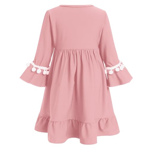 IWEMEK Infant Baby Girl Prayer Dress Kids Muslim Clothes for Toddler Girls Abaya with Hijab Ruffle Islamic Eid Ramadan Outfit - color: Pink, size: 18-24 Months