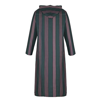 Men's Striped Robe Long Sleeve Zip-Up Thobe Long Gown Muslim Middle East Kaftan Dresses Muslim Dubai Clothes - color: Green, size: XX-Large