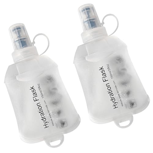 WILDREEDS 150ml Soft Flask, TPU Collapsible Soft Water Bottle for Hydration Pack, Running Vest, Folding Water Bottle for Hiking Cycling Climbing-2Pcs, White - color: 2pcs, 150ml White