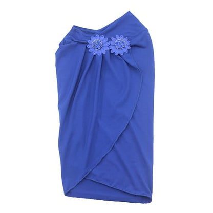 Soft Instant Hijab for Kids Girls Muslim Headscarf Islamic Scarf Shawl Wrap with Flowers - color: Blue-2 Flowers