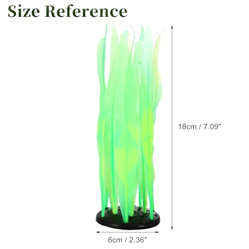 Aquarium Glowing Kelp Plant, Soft Silicone Glowing Decorations Green 2pcs - color: Green