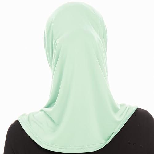 Plain Ready To Wear Amira Hijab for Women - Muslim Instant Amira Jersey Scarf – Soft Muslim One Piece Instant Hijab Headscarf - color: Mint