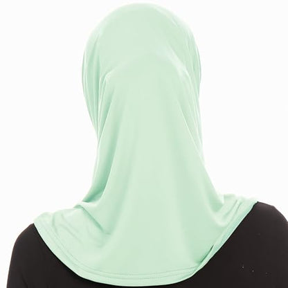 Plain Ready To Wear Amira Hijab for Women - Muslim Instant Amira Jersey Scarf – Soft Muslim One Piece Instant Hijab Headscarf - color: Mint