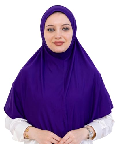 Prien Ready Hijab For Women, One Piece Muslim Instant Turban, Easy To Wear Long Head Scarf, Turkish Islamic Clothes For Abaya - color: Purple