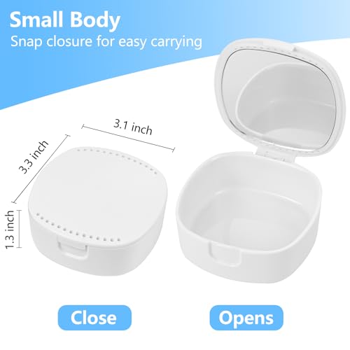 Retainer Case with Mirror & Ventilation Holes - Night Guard & Orthodontic Aligner Case, White - color: White