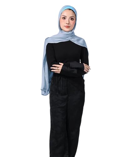 Modal Cotton Hijab Scarf for Women with Undercap Set - color: Pale Blue