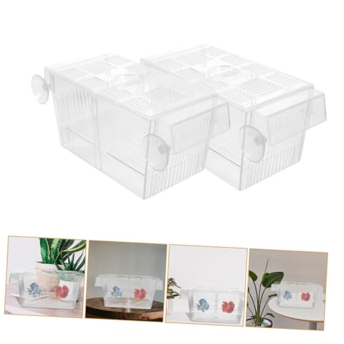 Beaupretty 4pcs Self-Floating Fish Fry Breeding Box Aquarium Nursery Incubator with Dual-Layer Separation for Betta Fish Tank Protection and Observation
