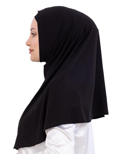 Prien Instant Hijab For Women, Muslim Long Scarf, Undercap Turban Set, Turkish Islamic Clothing, Prayer Clothes For Abaya - color: Black