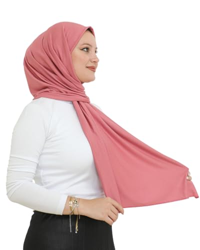 Prien Hijab for Women Viscose Scarf Lightweight Muslim Hijabs Long Shawl Islamic Scarves Turkey Silk Headscarf for Womens - color: Dusty Rose