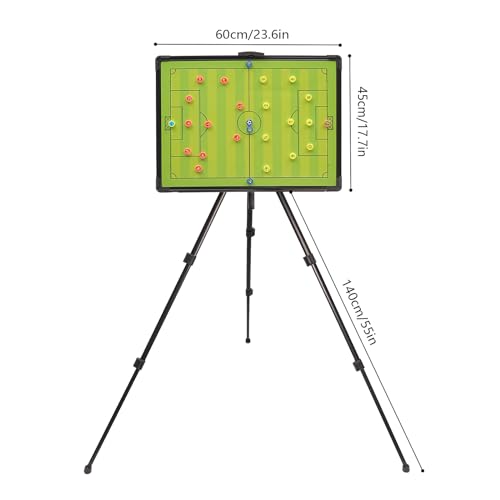 Magnetic Soccer Coaching Football Tactical Board, Portable Tactical Display Board with Triangle Bracket Stand, Player Markers, Backpack, for Instruction of Soccer Training/Match Setup Tactics