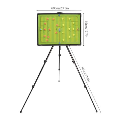 Magnetic Soccer Coaching Football Tactical Board, Portable Tactical Display Board with Triangle Bracket Stand, Player Markers, Backpack, for Instruction of Soccer Training/Match Setup Tactics